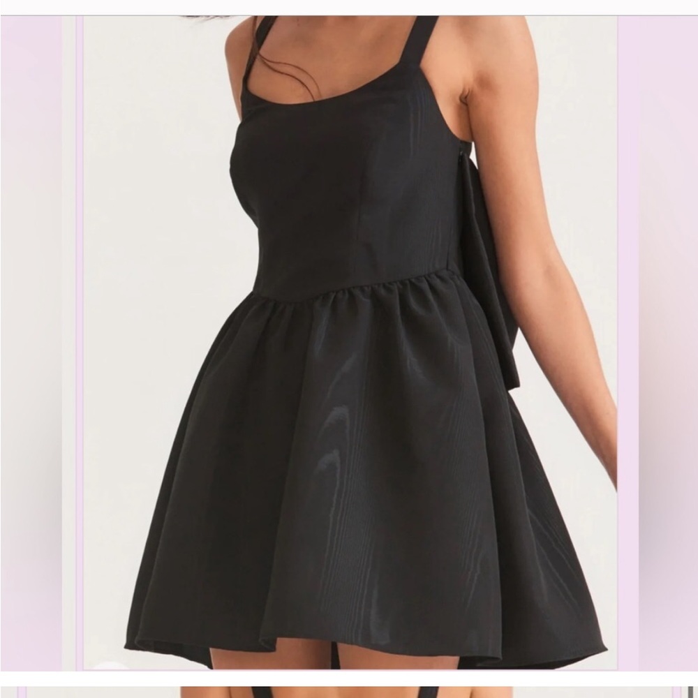 Love shack fancy black spin minidress wedding guest  large bow in back size 2 - Picture 5 of 13
